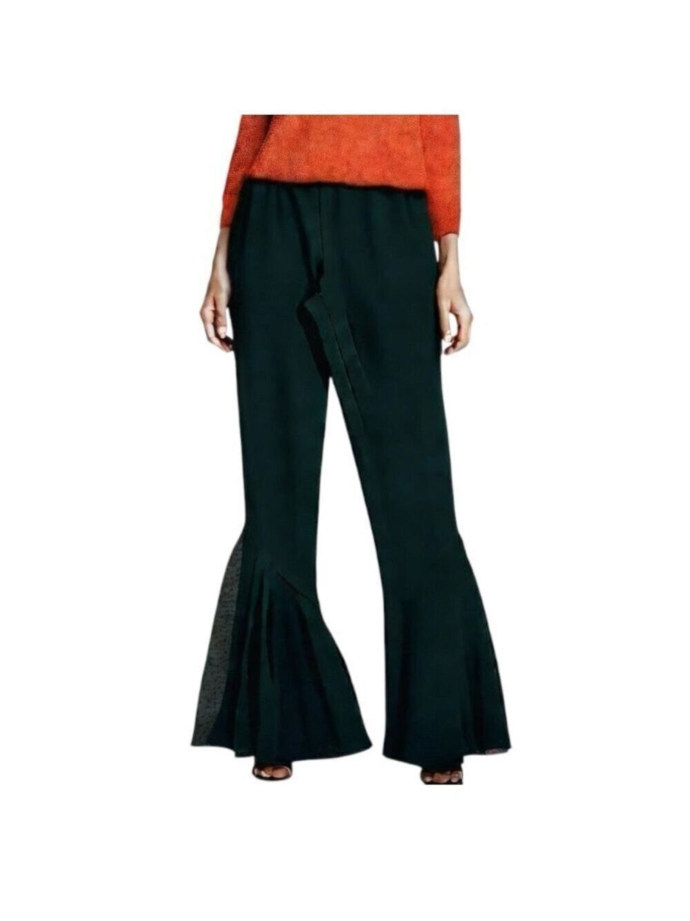 Vintage Joseph Ribkoff black chiffon high rise wide leg flare hem flamenco pants